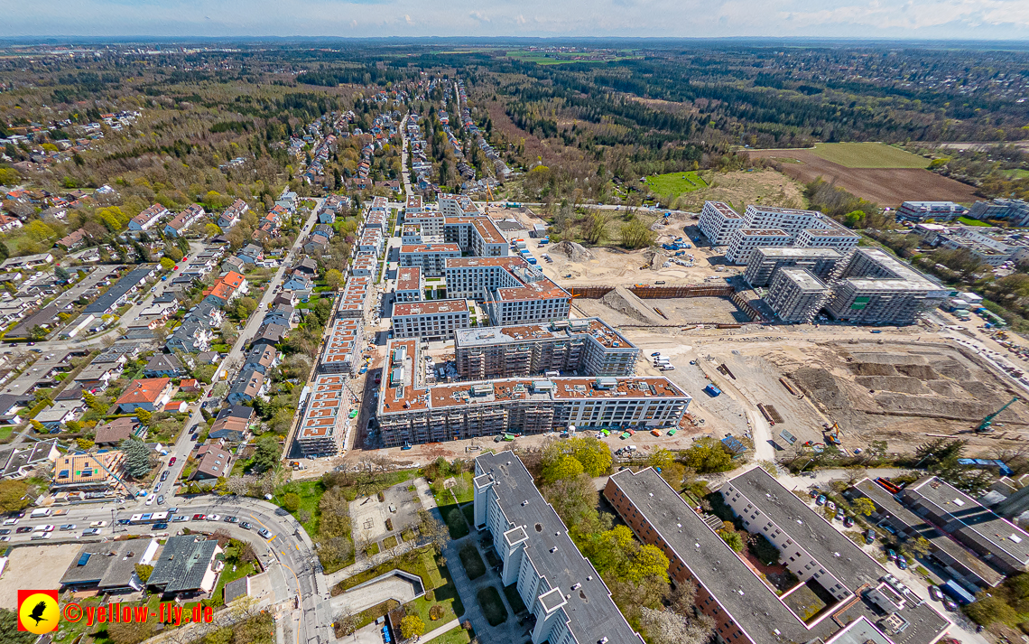 21.04.2023 - Luftbilder von der Baustelle Alexisquartier und Pandion Verde in Neuperlach